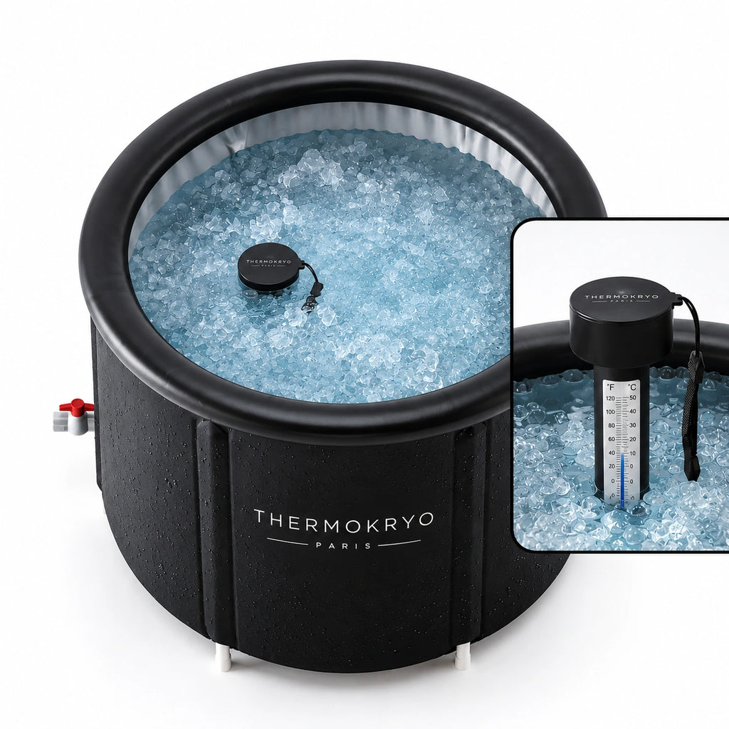 Thermomètre flottant pour bain froid – Double échelle °C et °F – Noir