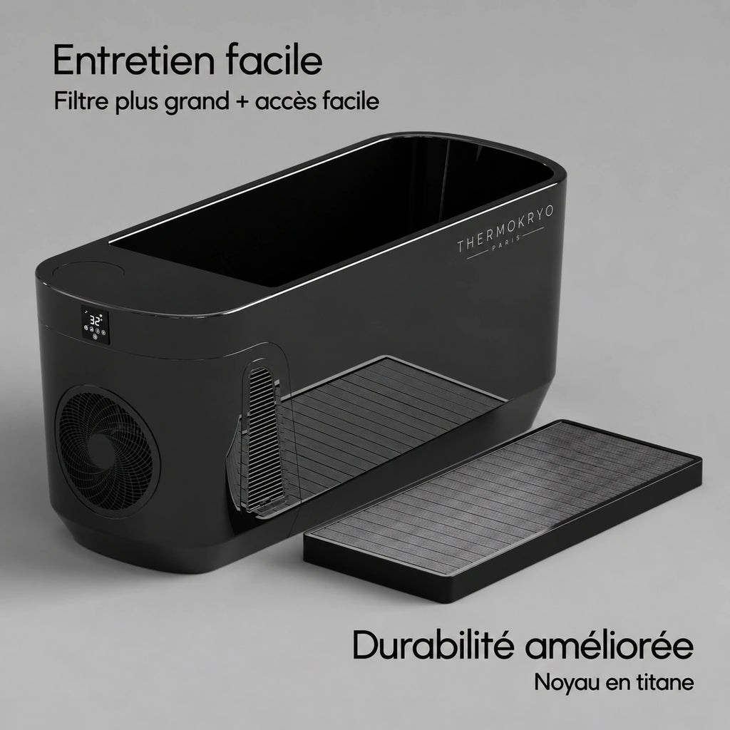 Bain froid ThermoKryo Signature 400 L – Refroidisseur 1,5 CV, chauffage, ozone et Wi-Fi
