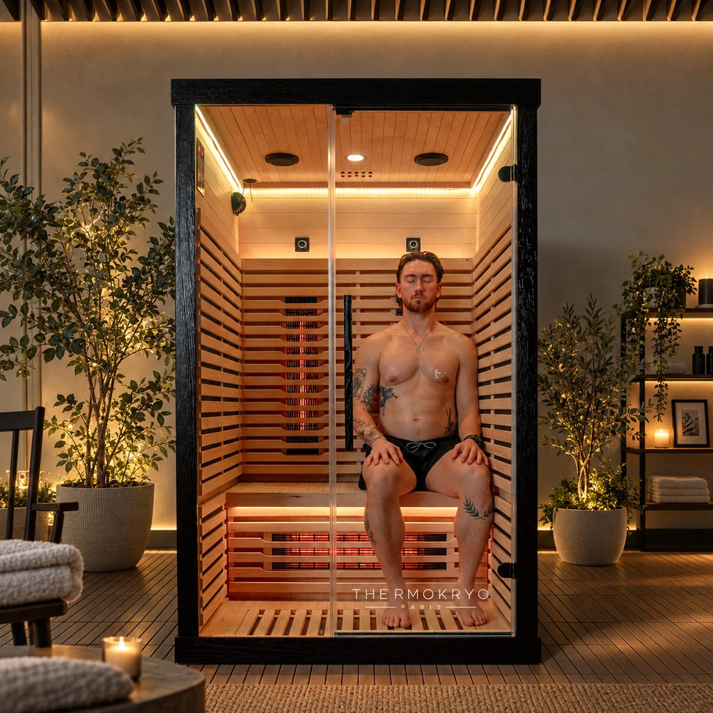 Sauna infrarouge 2 personnes installé dans un salon
