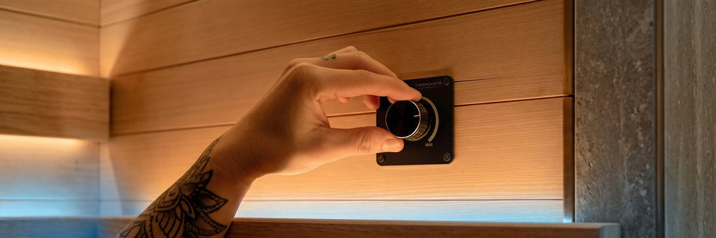 Commande rotative à l'intérieur du sauna infrarouge 3 personnes
