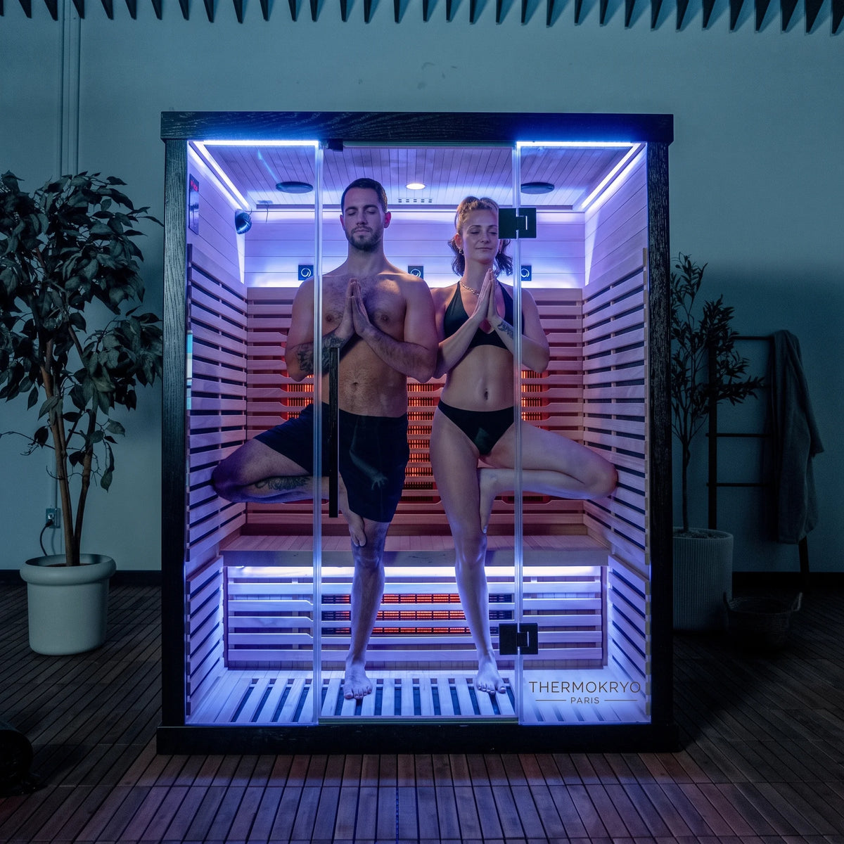 Sauna infrarouge 3 personnes avec éclairage violet
