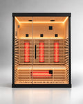 Sauna infrarouge 3 personnes en pruche – Spectre complet, plancher chauffant – Noir