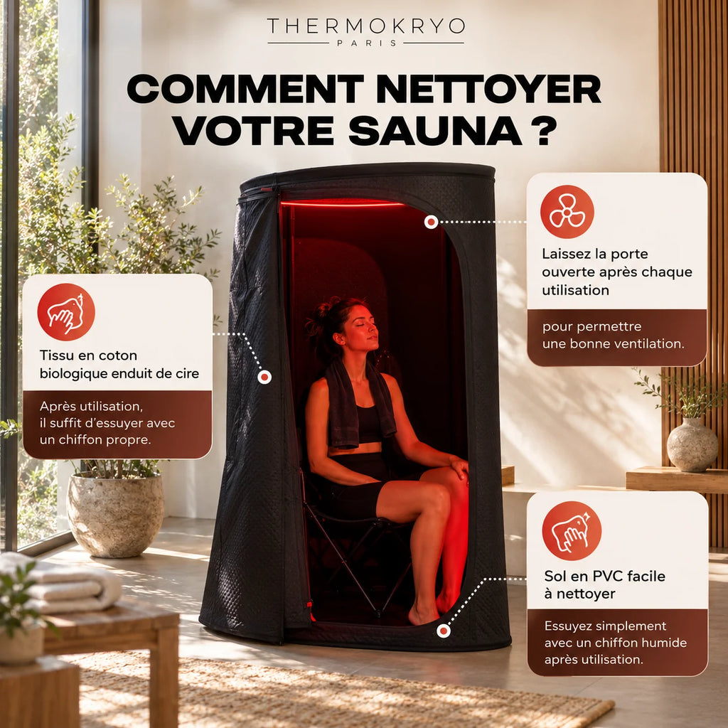 Sauna portable à air chaud ThermoKryo – jusqu'à 85 °C, cabine en coton