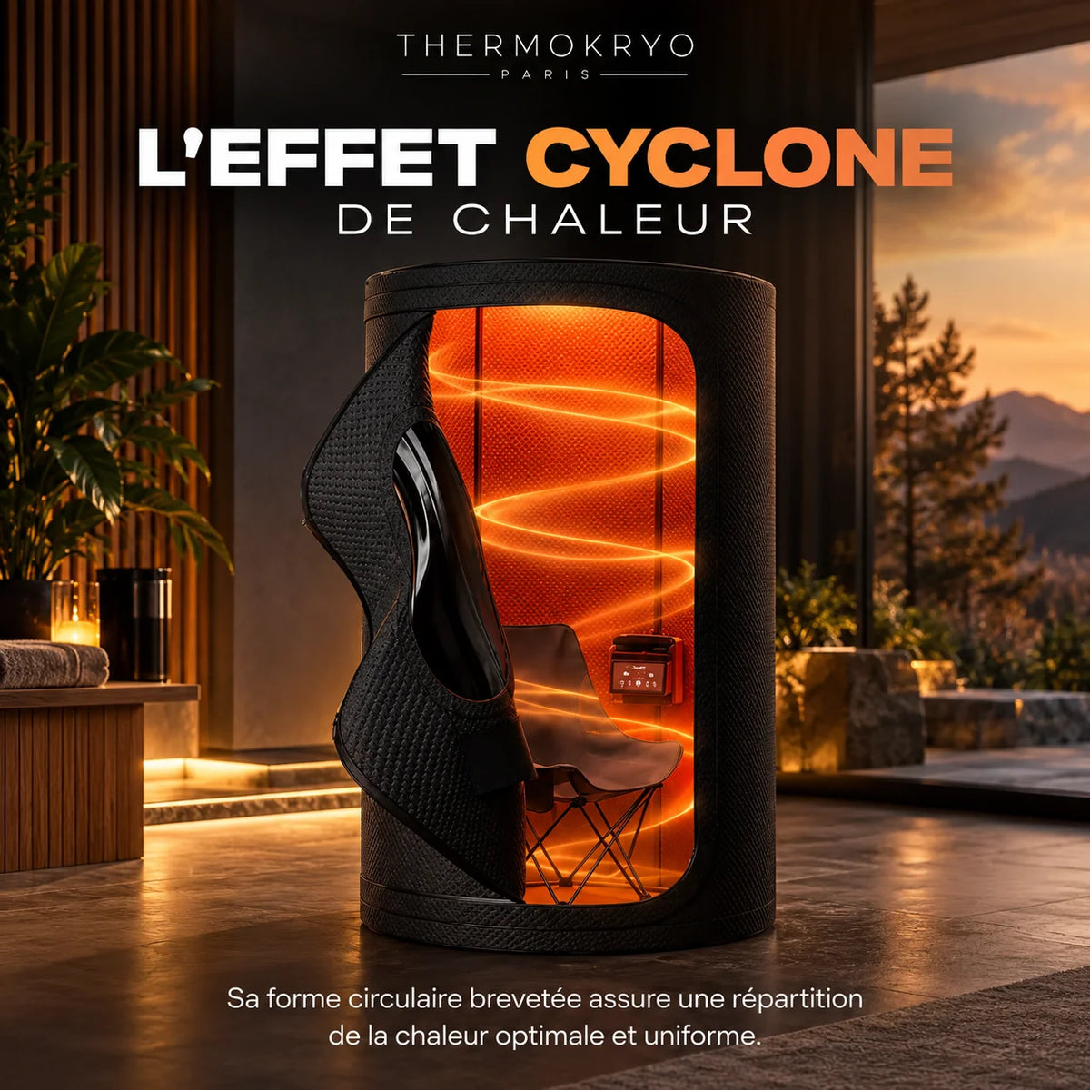 Sauna portable à air chaud ThermoKryo – jusqu'à 85 °C, cabine en coton