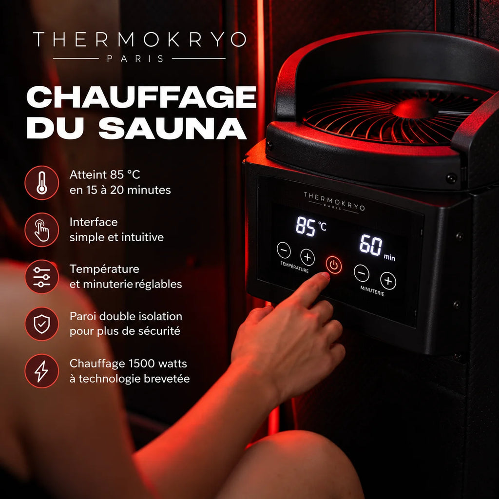 Sauna portable à air chaud ThermoKryo – jusqu'à 85 °C, cabine en coton