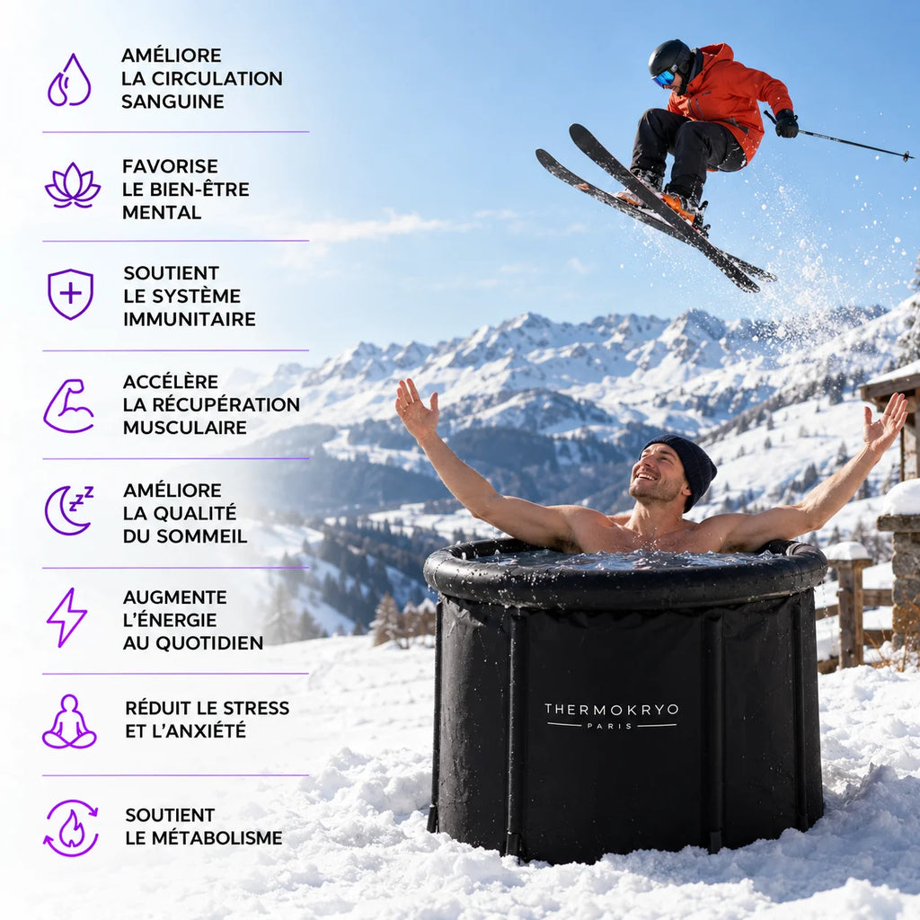 Bain froid portable isolé sans boitier – Cuve d'immersion à froid 400 L, Ø 80 cm, intérieur et extérieur