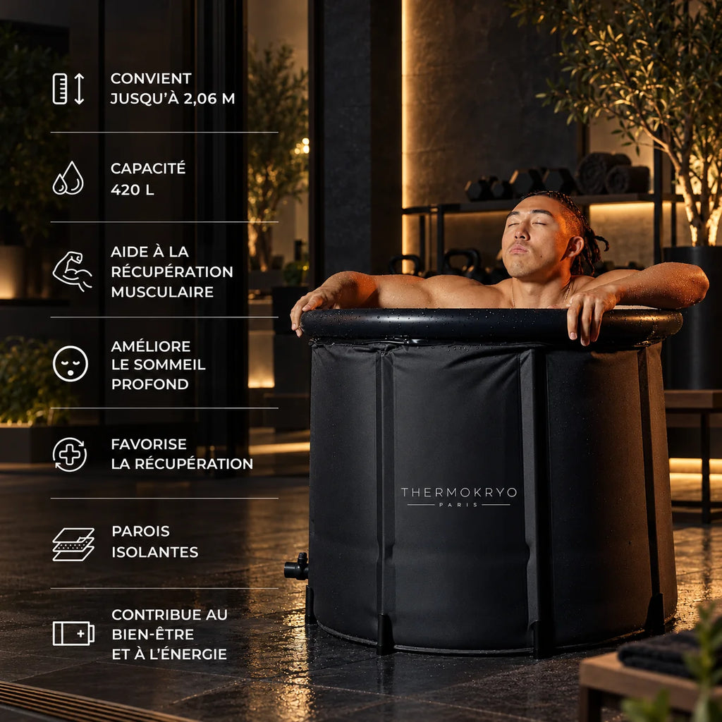 Bain froid portable isolé sans boitier – Cuve d'immersion à froid 400 L, Ø 80 cm, intérieur et extérieur