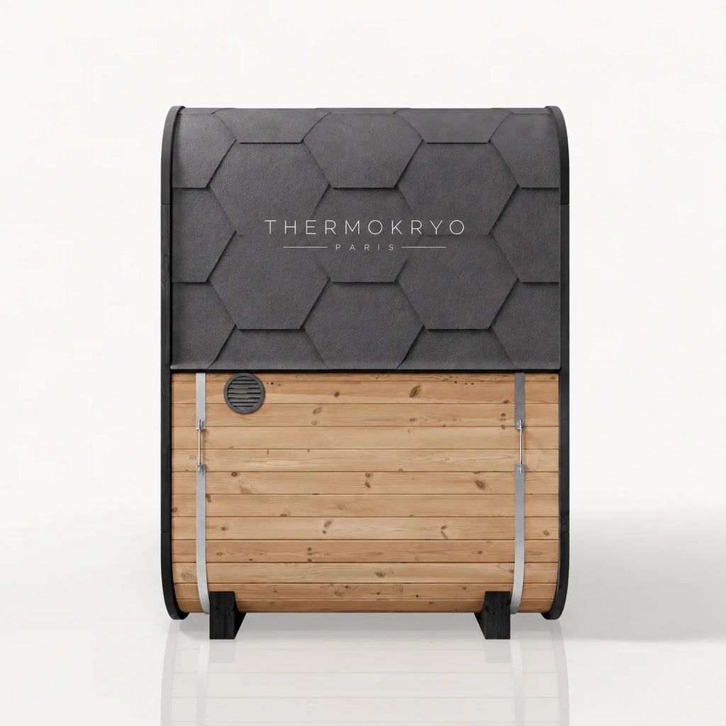 Sauna extérieur 2-3 personnes – Cabine en bois, façade vitrée – Noir