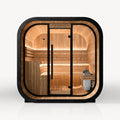 Sauna extérieur 4-6 personnes – Cabine en bois, façade vitrée – Noir