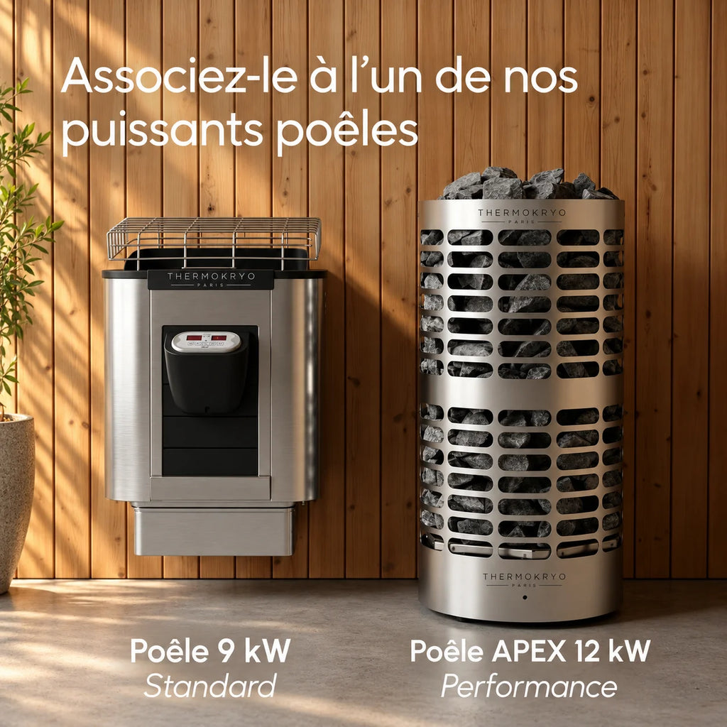 Sauna extérieur 2-3 personnes – Cabine en bois, façade vitrée – Noir