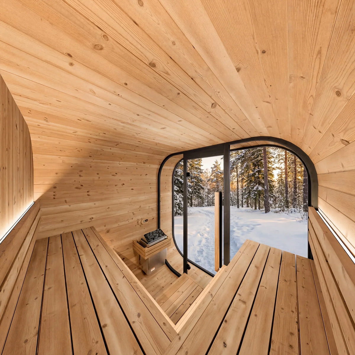 Sauna extérieur 2-3 personnes – Cabine en bois, façade vitrée – Noir